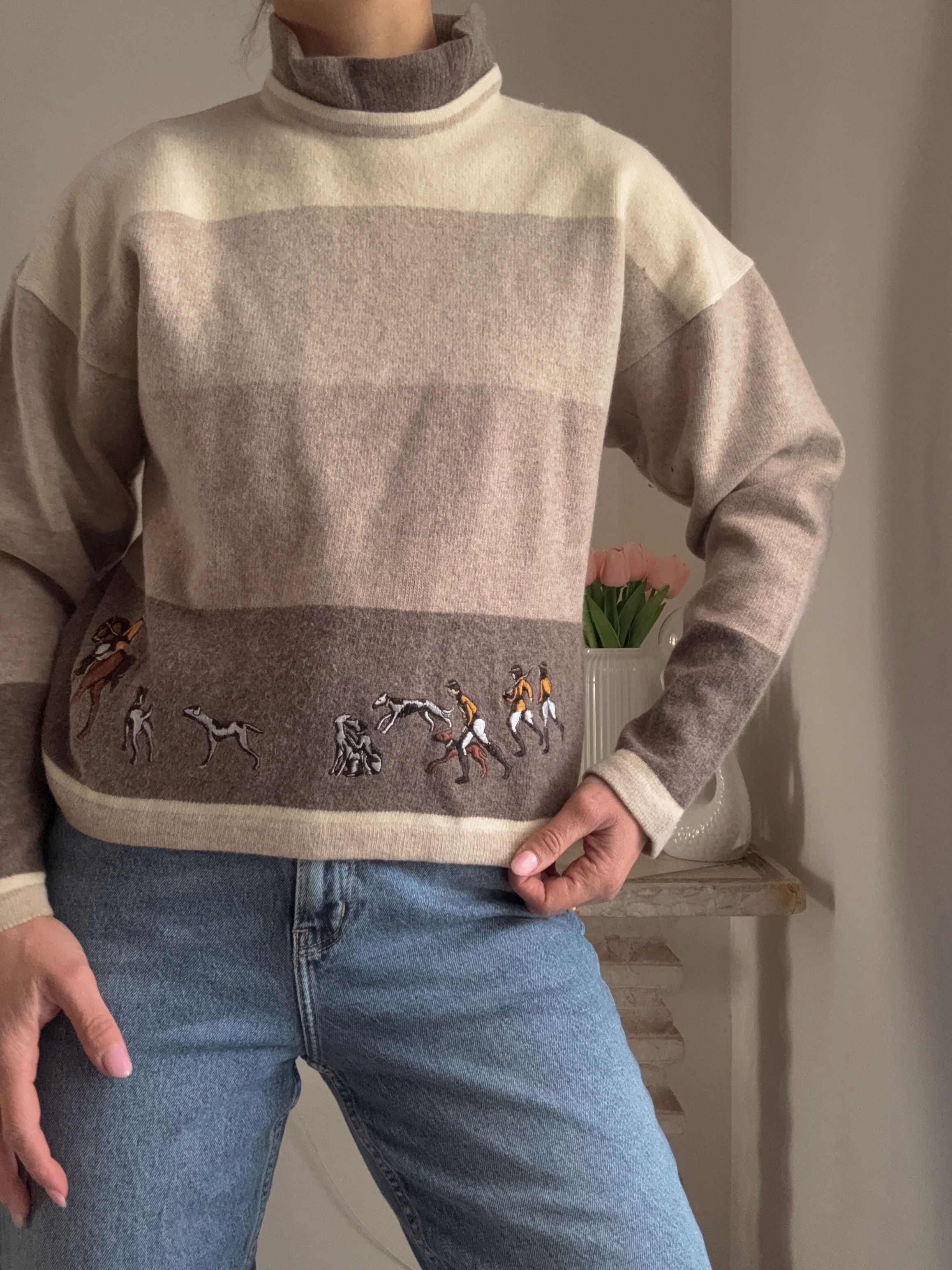 Vintage farm embroidery sweater 