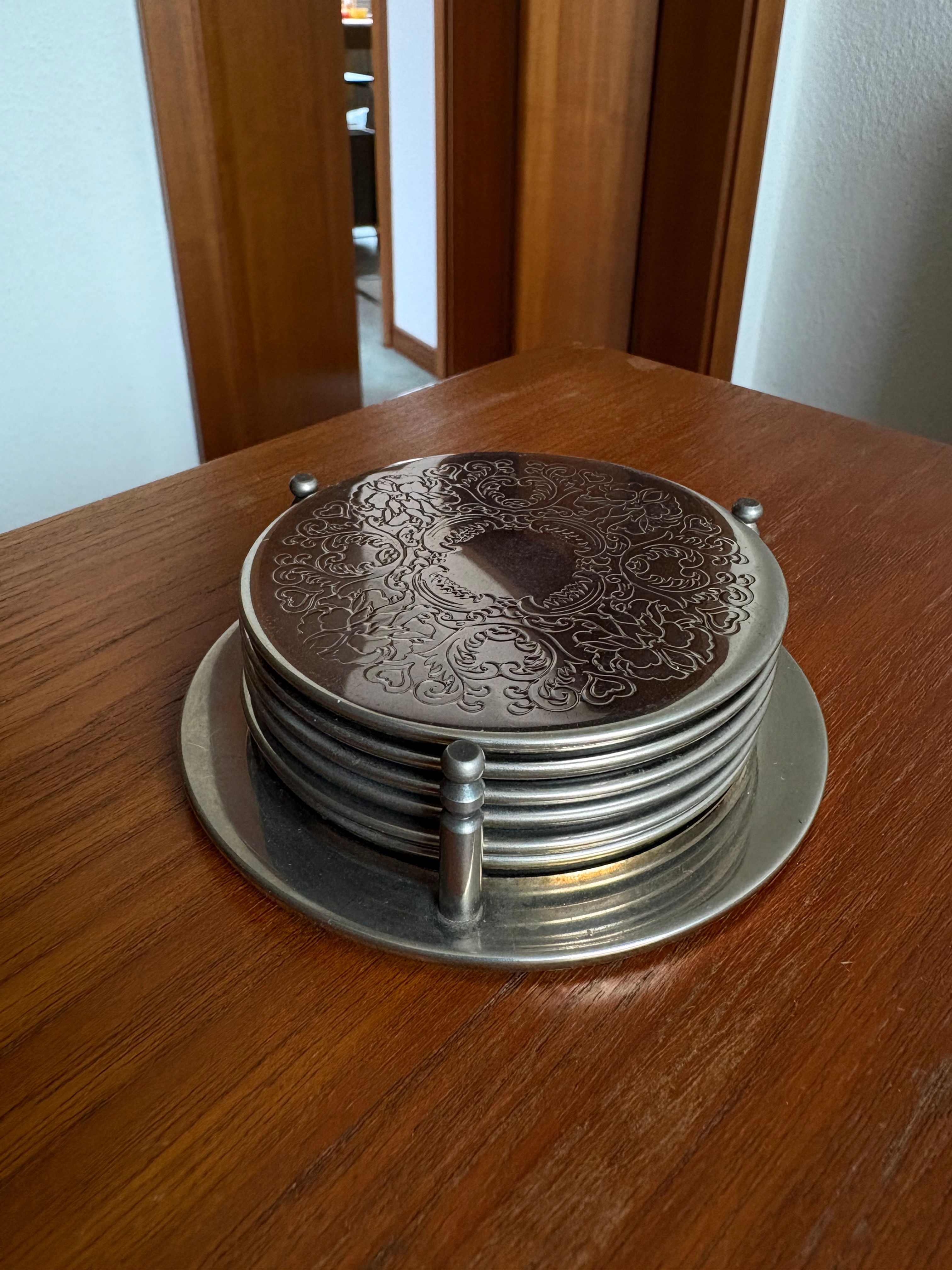 Vintage coasters silver set