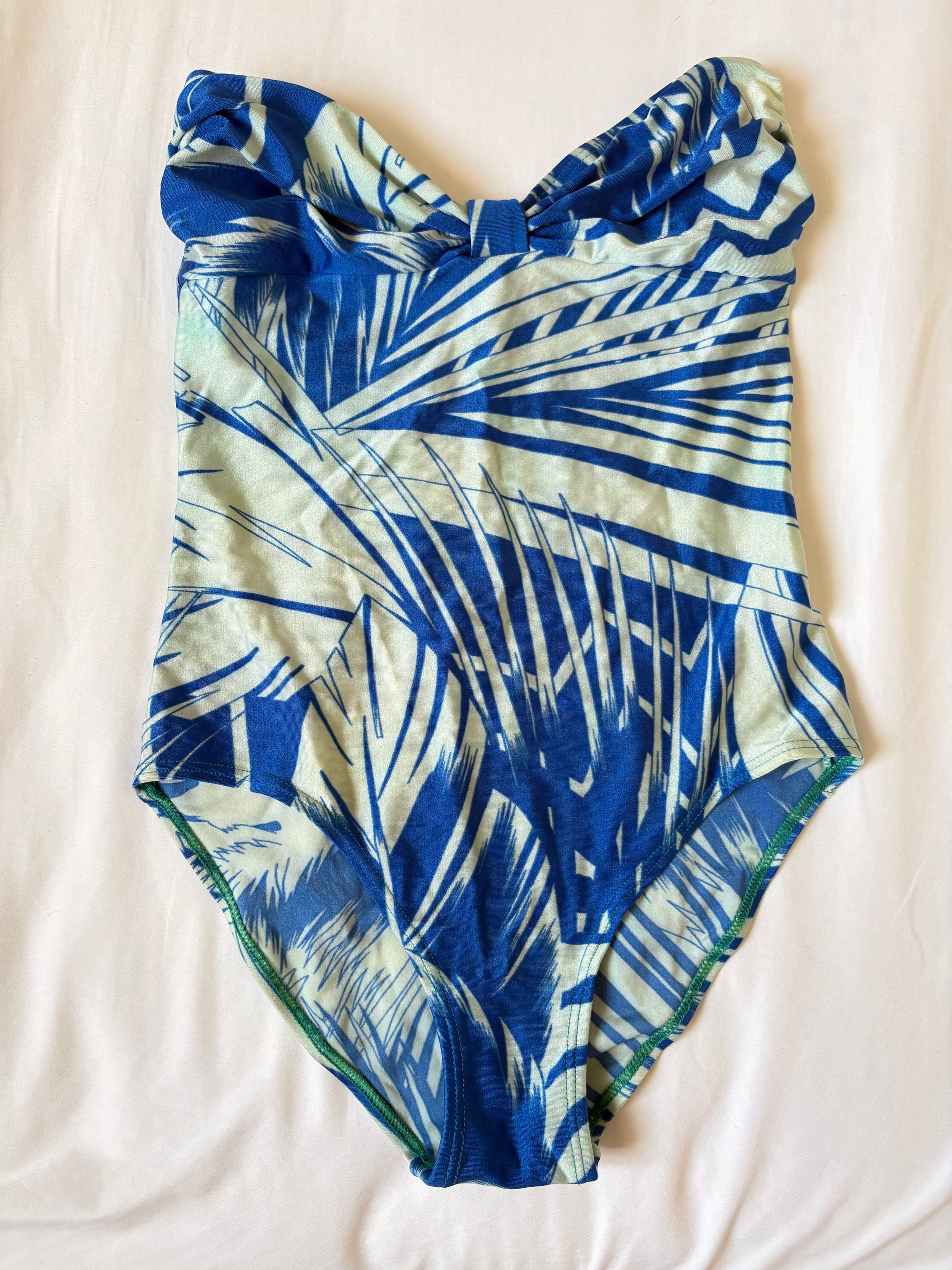 Strapless Hawaiian printed French swimsuit