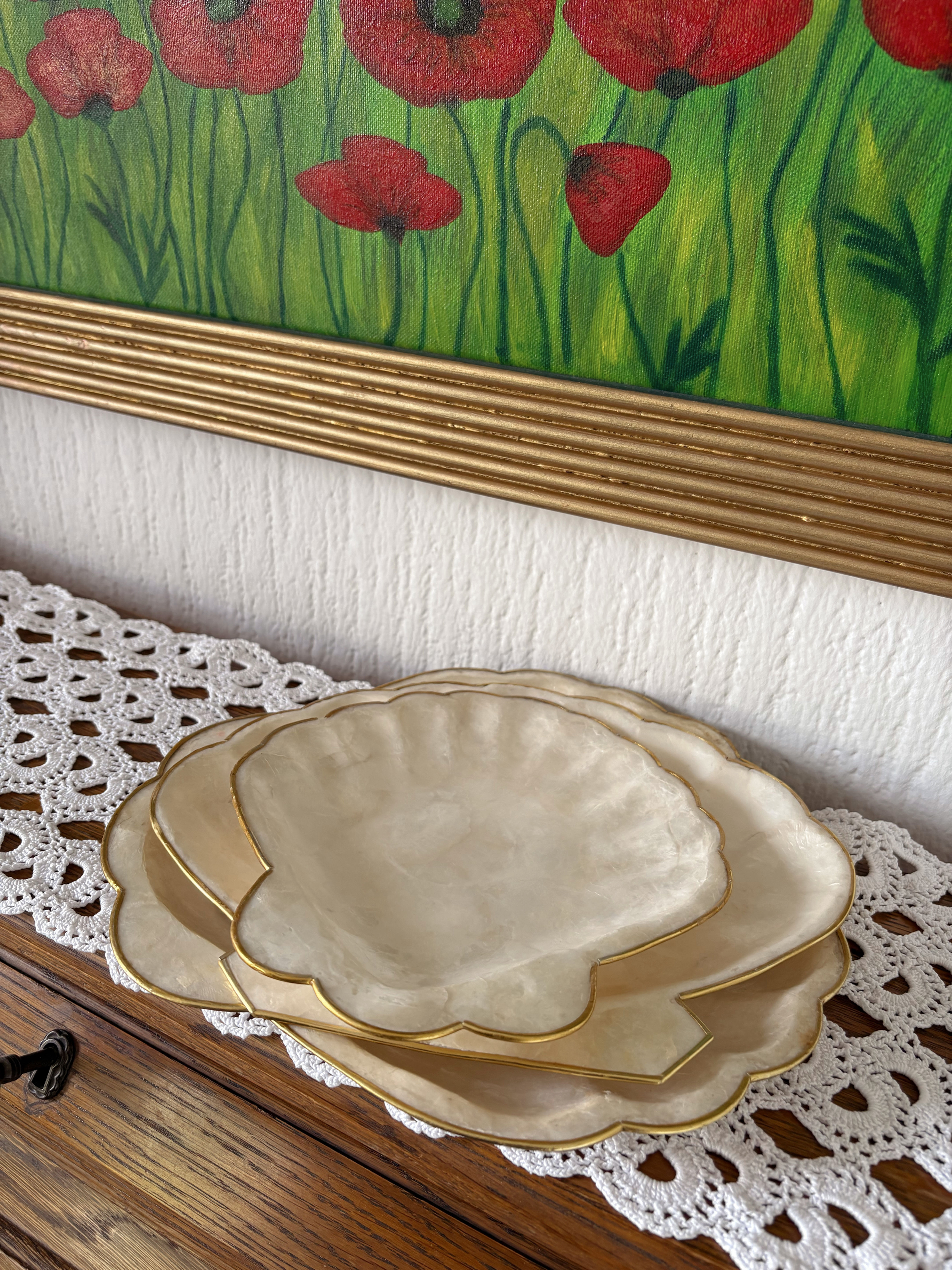 Set of Capiz shell plates