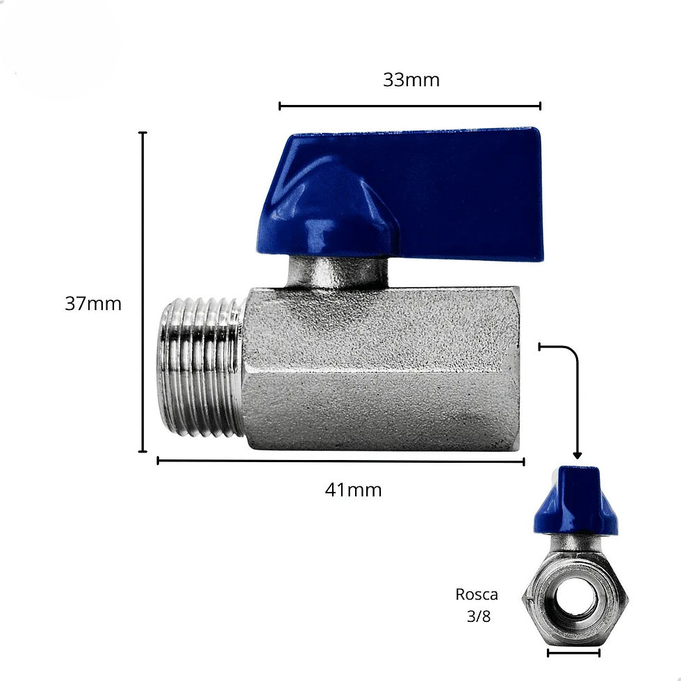 Miniatura: Registro Válvula Mini Esfera Rosca Bsp 3/8 Macho X Fêmea 3/8