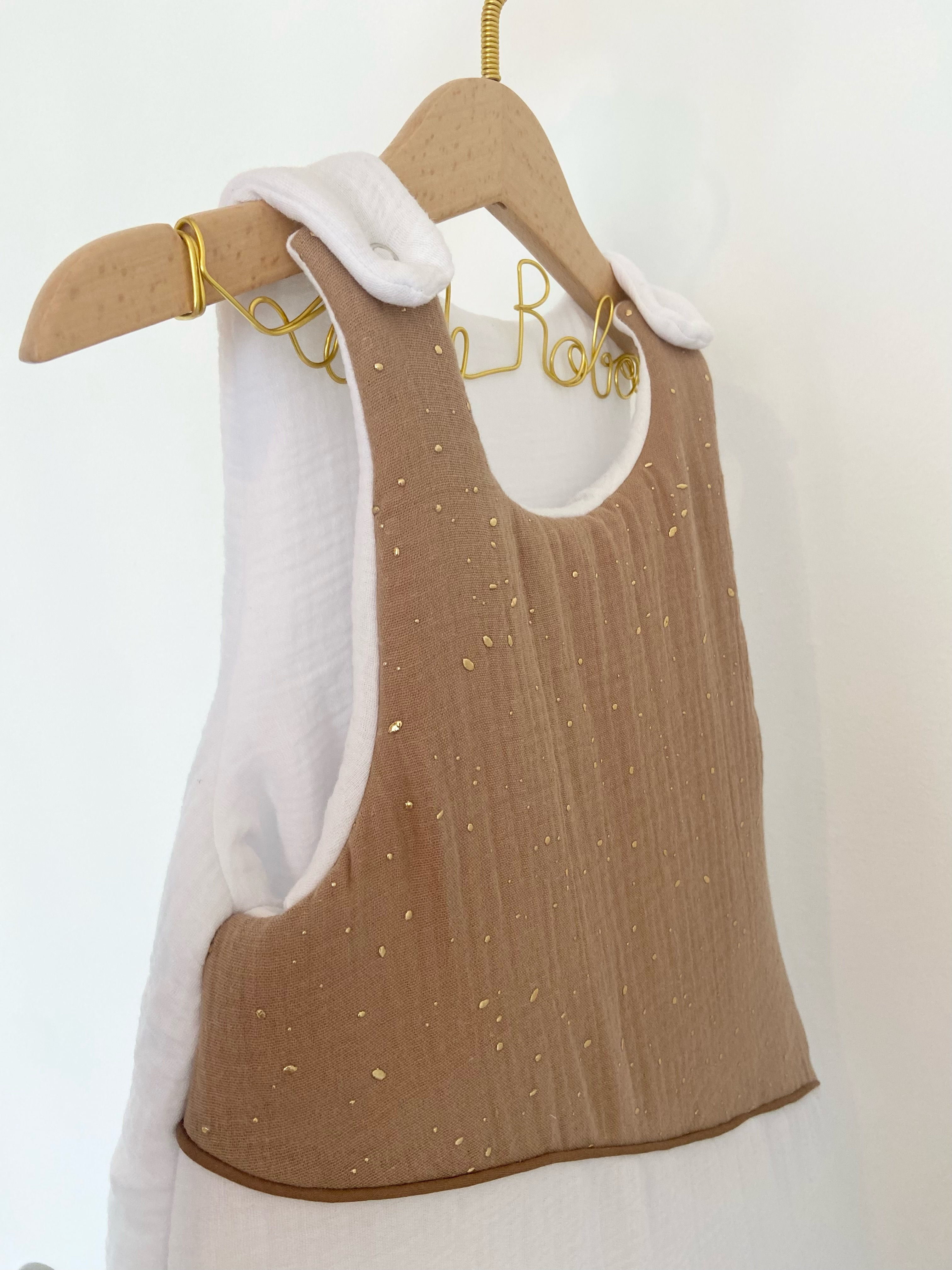 Gigoteuse hiver 0-6 mois Double gaze blanche et oeil de tigre