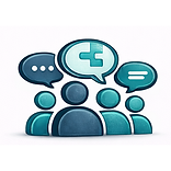 Icon - Interactive Case Study (people with thought bubbles). Links to Interactive Case Study Page.