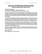 Dean documents a meeting with Dusty and Department Chair Ellsworth about classroom climate, with a follow-up meeting planned.