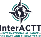 The InterACTT logo - the Earth inside a compass and the text InterACTT - International Alliance for CARE and Threat Teams. Links to Home page.