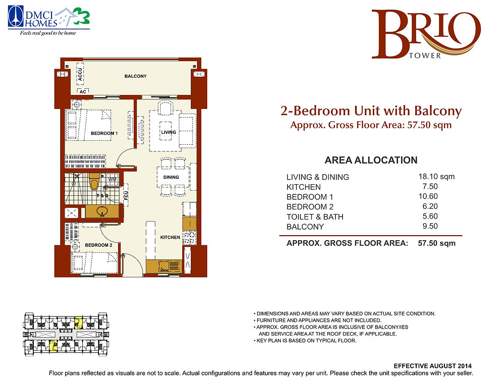 2-br unit with balcony 57.50 sqm