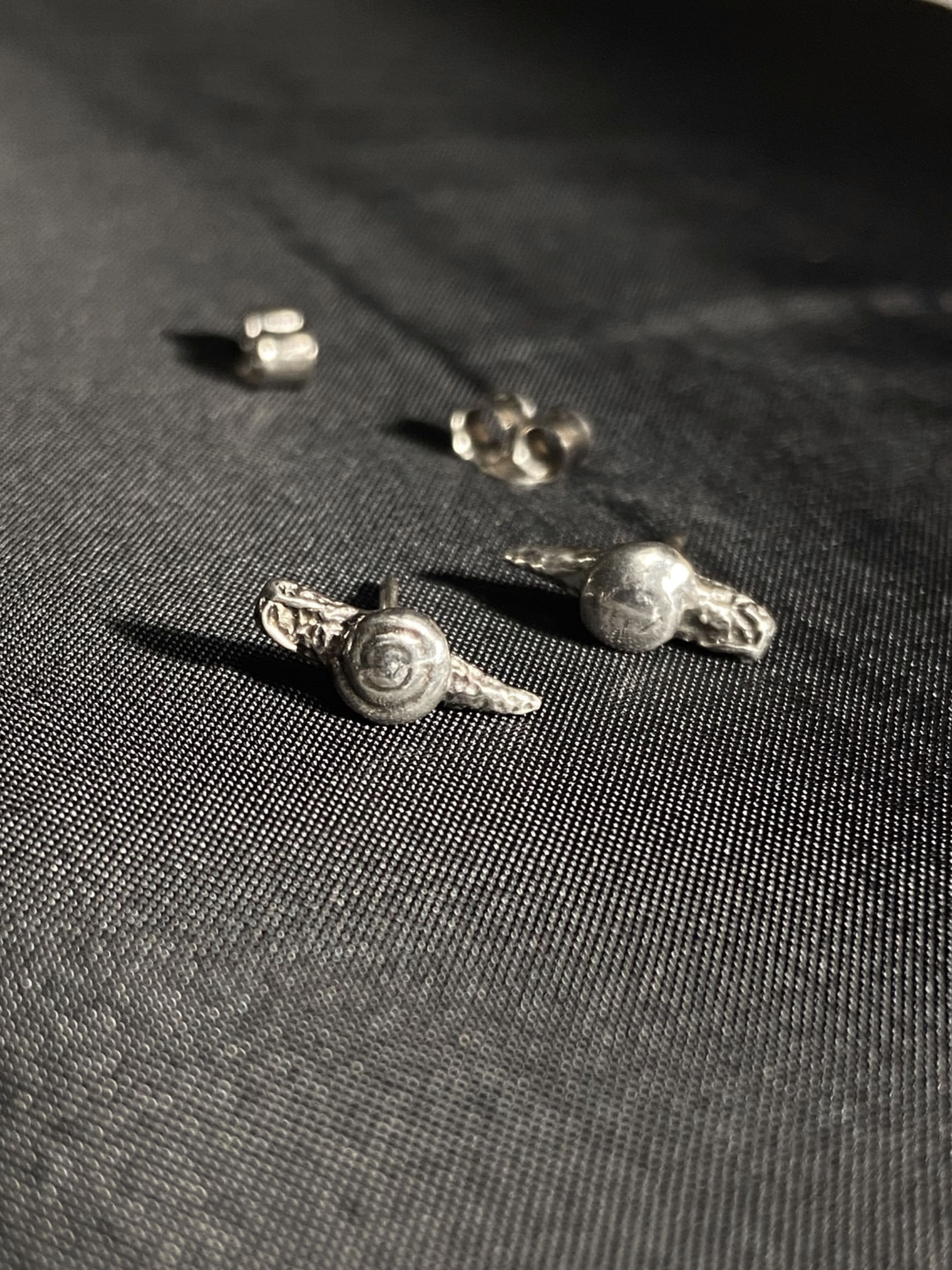Fine Silver Mini Snail Stud Earrings