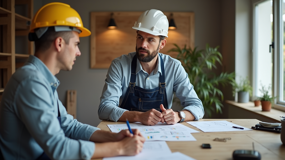 Eye-level view of a contractor discussing project details with a client