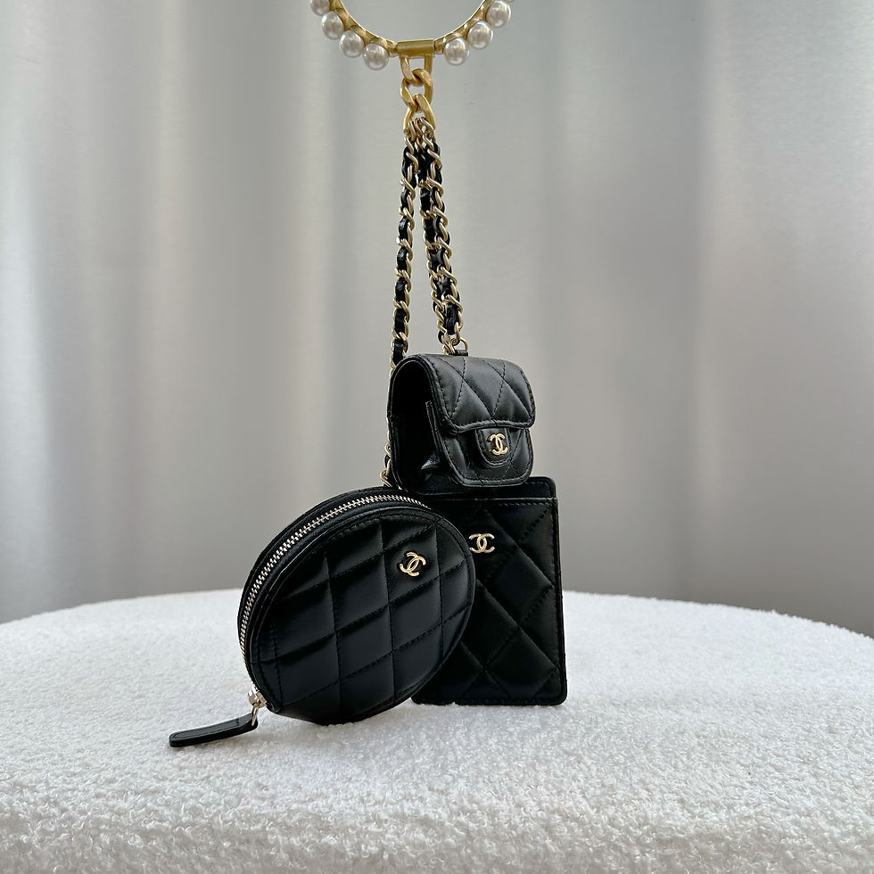 Chanel Pearl Crown CC Wristlet Multi Pouches Bag