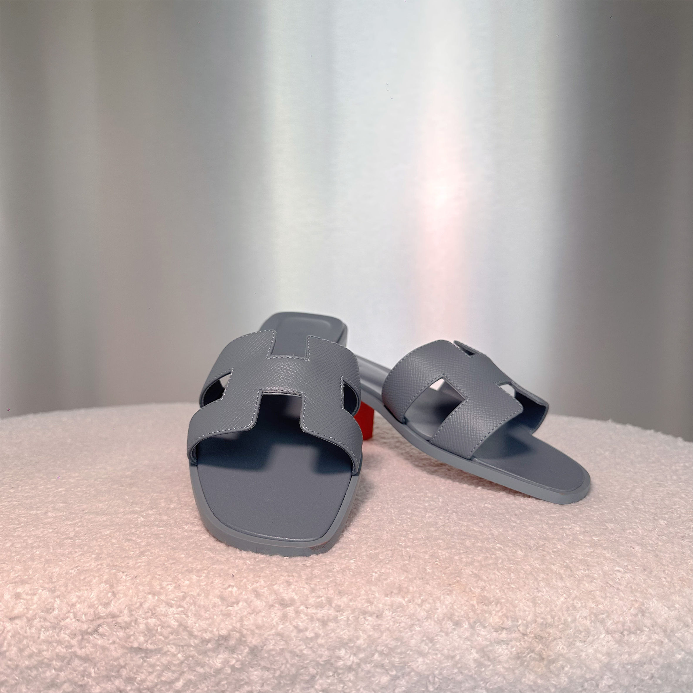 Hermes Oran Sandal Gris Antartique