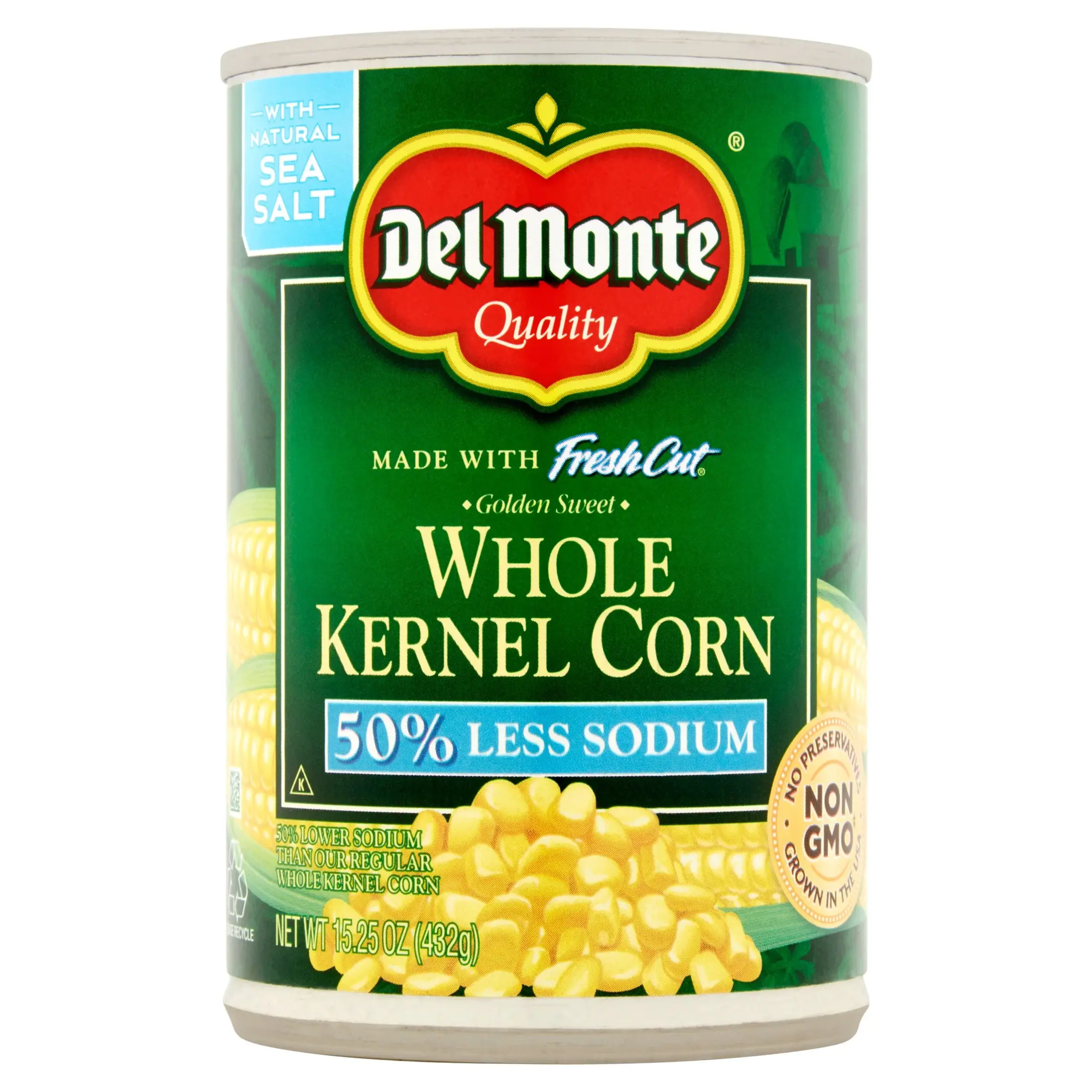 Del Monte FRESH CUT 50% Reduced Sodium Golden Sweet Whole Kernel Corn,15.25 oz
