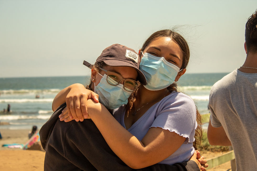 Two girls in masks