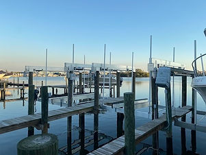 New boardwalk and boat slips in a loca marina