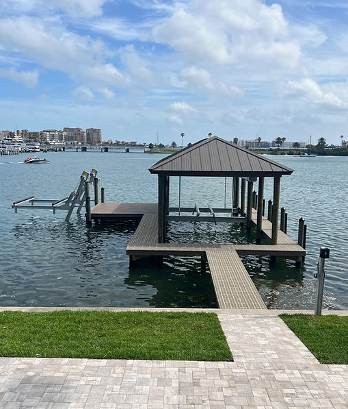 New custom boat house with wrap around boardwalk