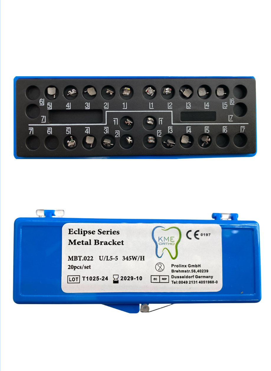 Orthodontic metal brackets