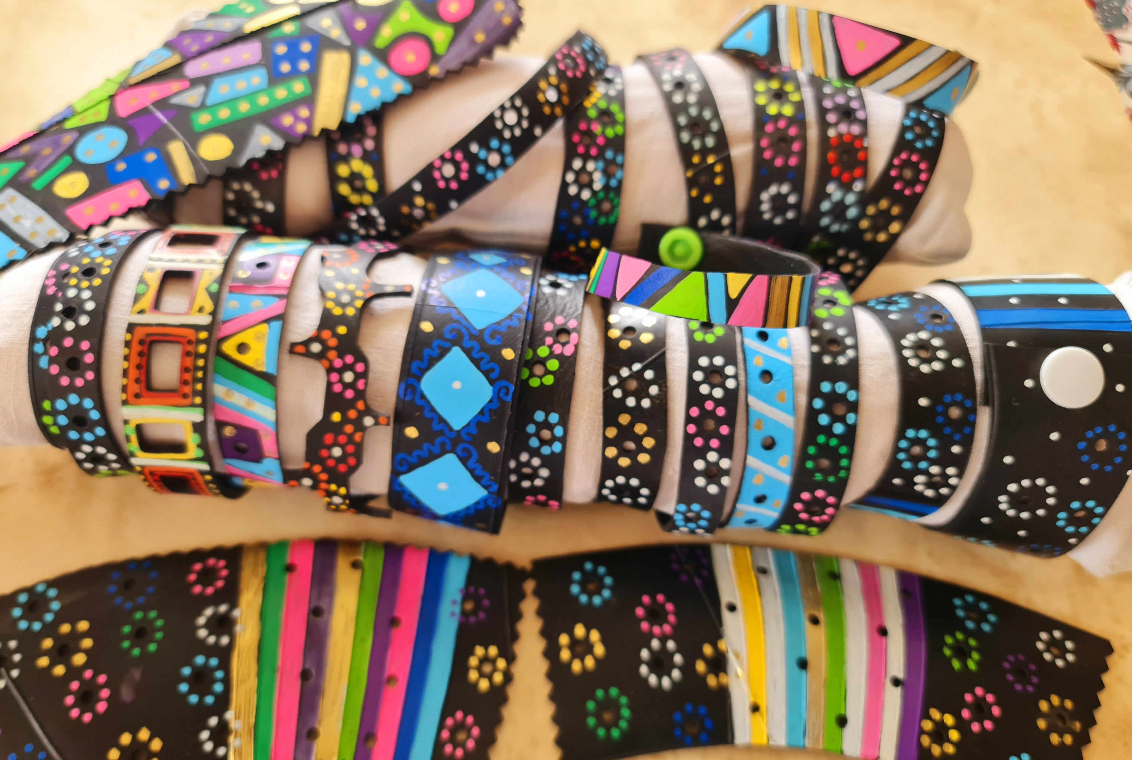 Bracelets en chambres à air décorées