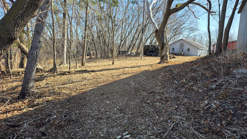 Cleared land near building, forestry mulching