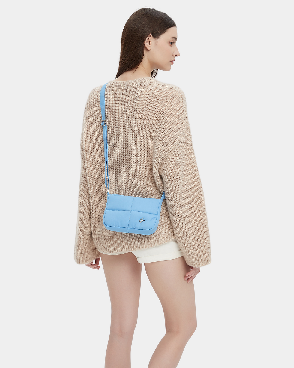 Thumbnail: Waffle Mini Puffer Sling Bag (Cornflower Blue)