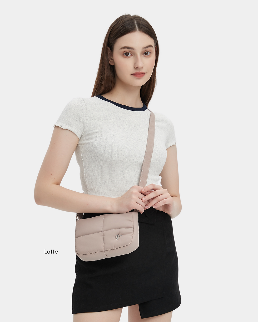 Thumbnail: Waffle Mini Puffer Sling Bag (Cornflower Blue)