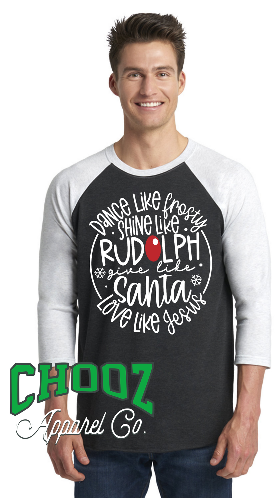 Dance Like Frosty Unisex Raglan (White Print)