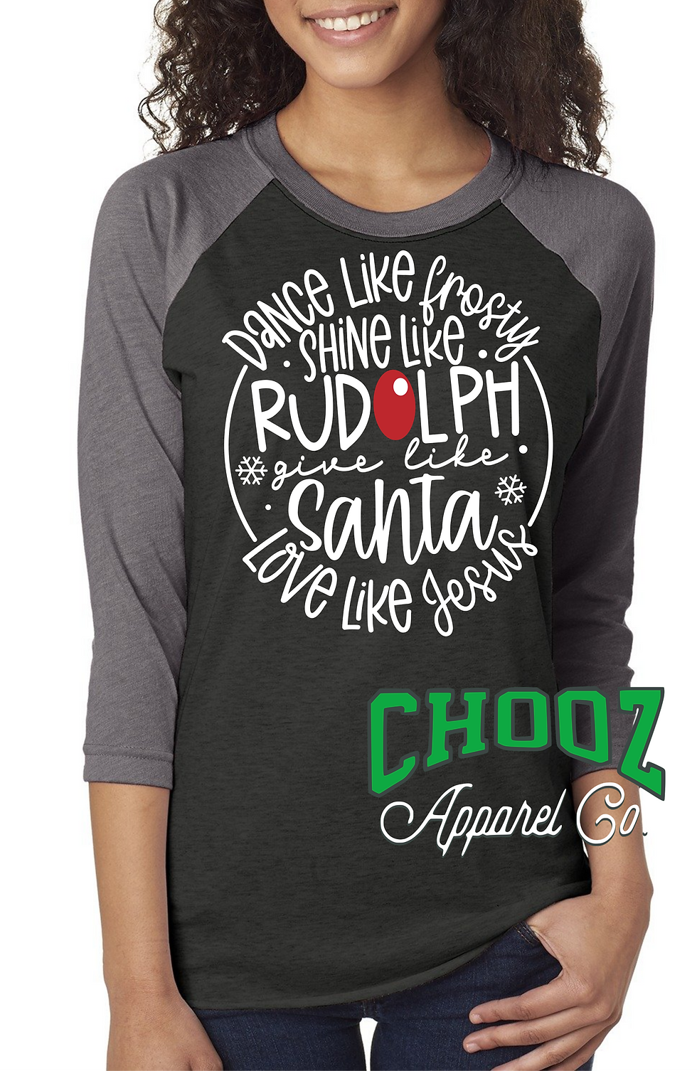 Thumbnail: Dance Like Frosty Unisex Raglan (White Print)