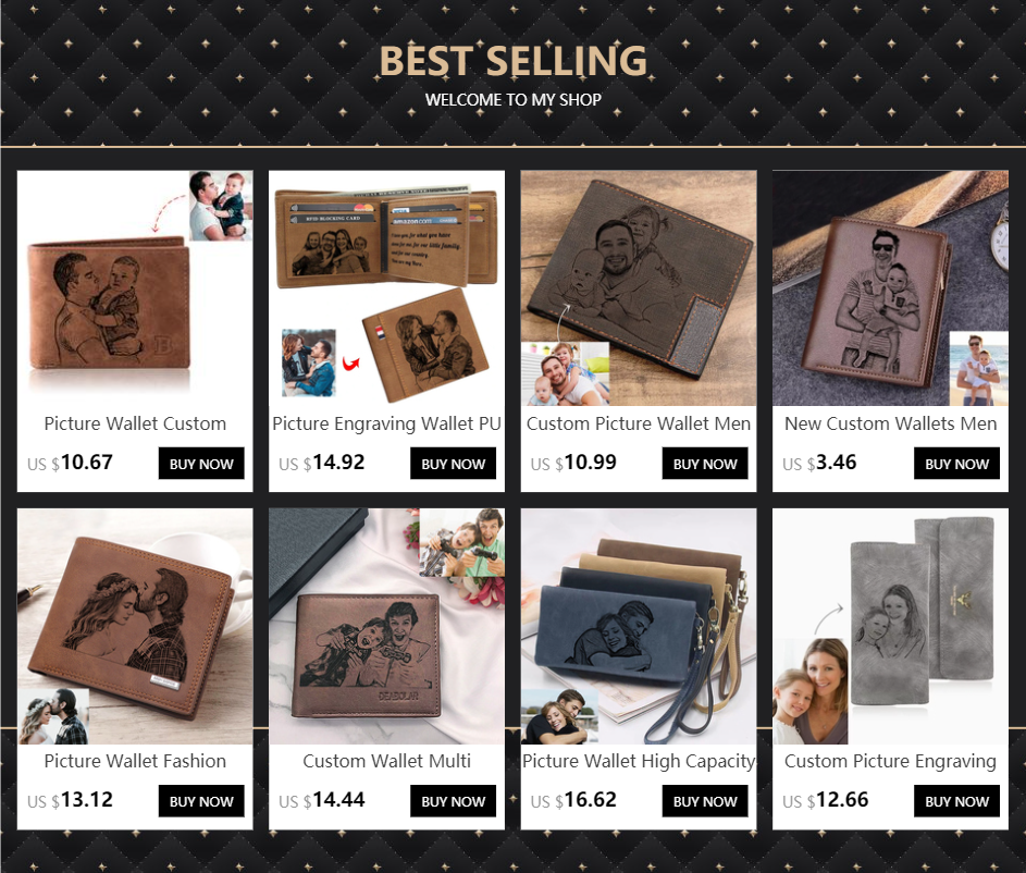 Thumbnail: Custom Picture PU Leather Wallet Men's Bifold Custom Inscription Photo Engraved 