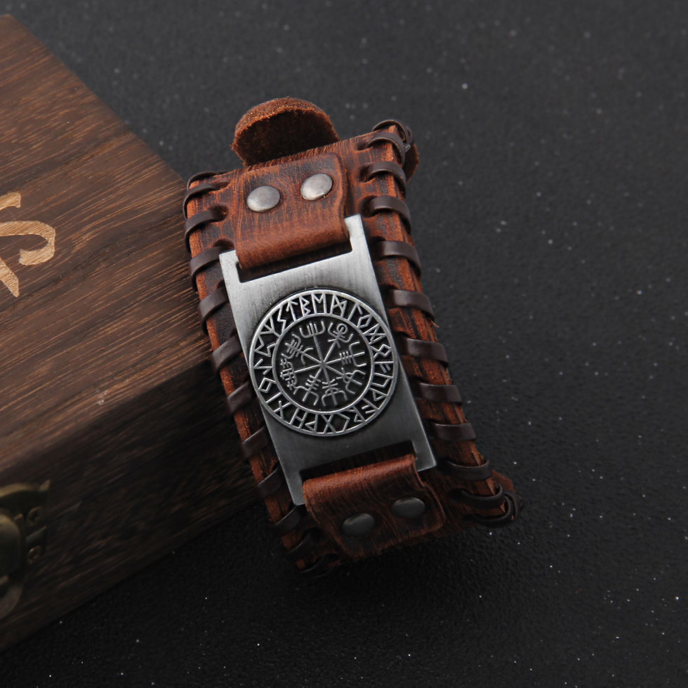 Thumbnail: Charm Wide Leather Bracelet Men Punk Braided Rope Alloy Cuff Bangle Male Wristba