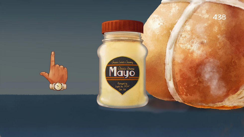 My Name is Mayo Jar in front of a sumo wrestler