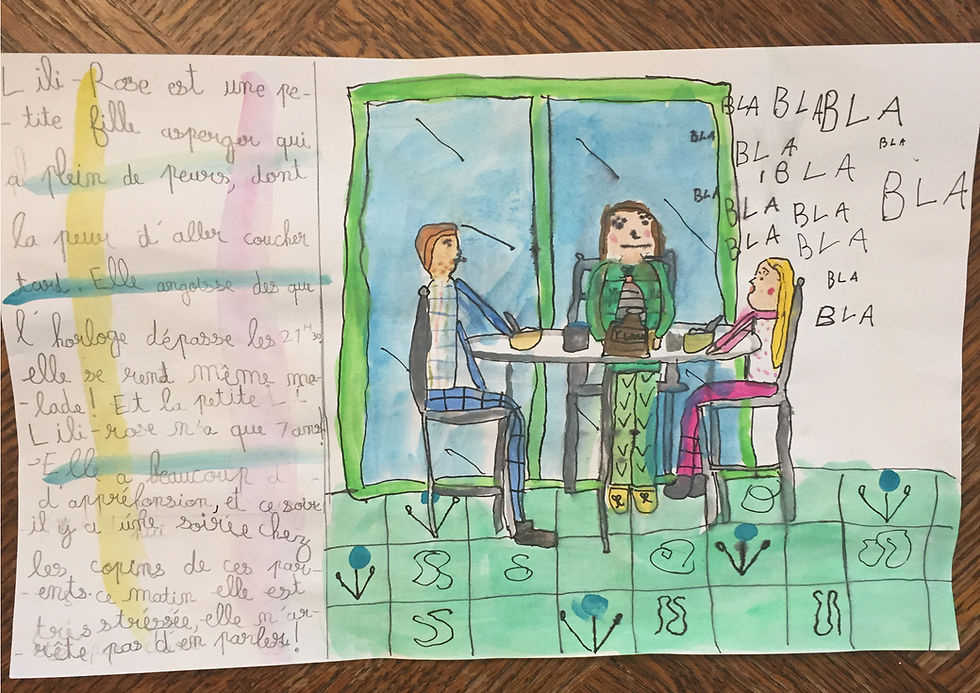 2017 - Lili-Rose ( 7ans ) veut raconter son anxiété qui persiste après sa phobie scolaire, même une fois instruite en famille. Ses projets, son besoin d’exprimer ses émotions la poussent à dépasser ses difficultés d'écriture.