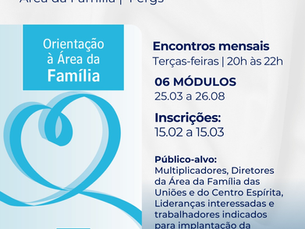 6ª edição do Estudo do Documento de Orientação à Área da Família inicia em março