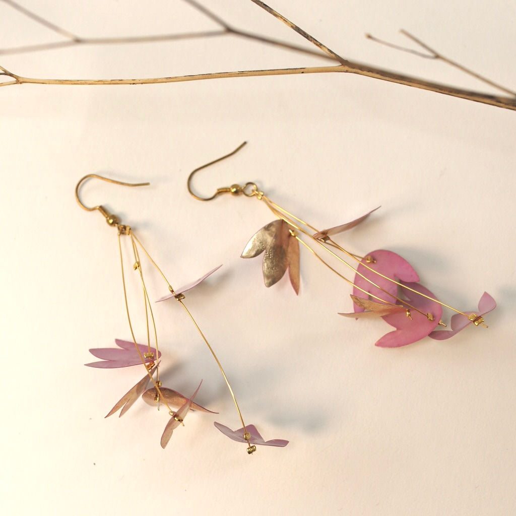 Pink and Rose Gold Drop Earring M