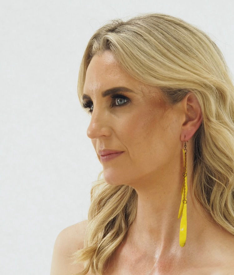 Thumbnail: Yellow Petal Chain Drop Earring