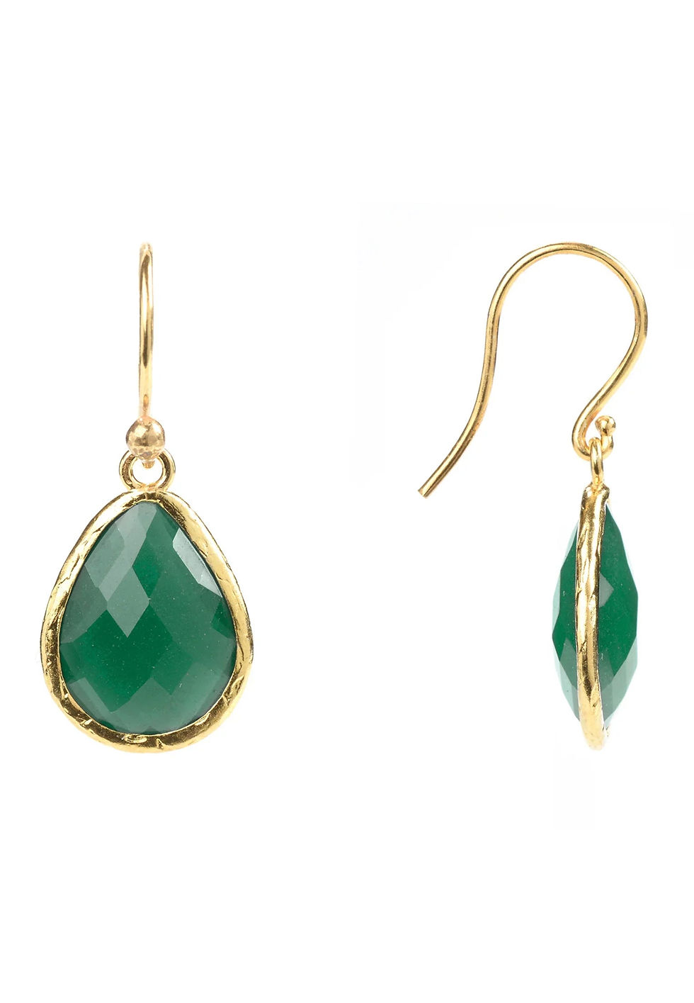 Thumbnail: Petite Drop Earrings Green Onyx Gold