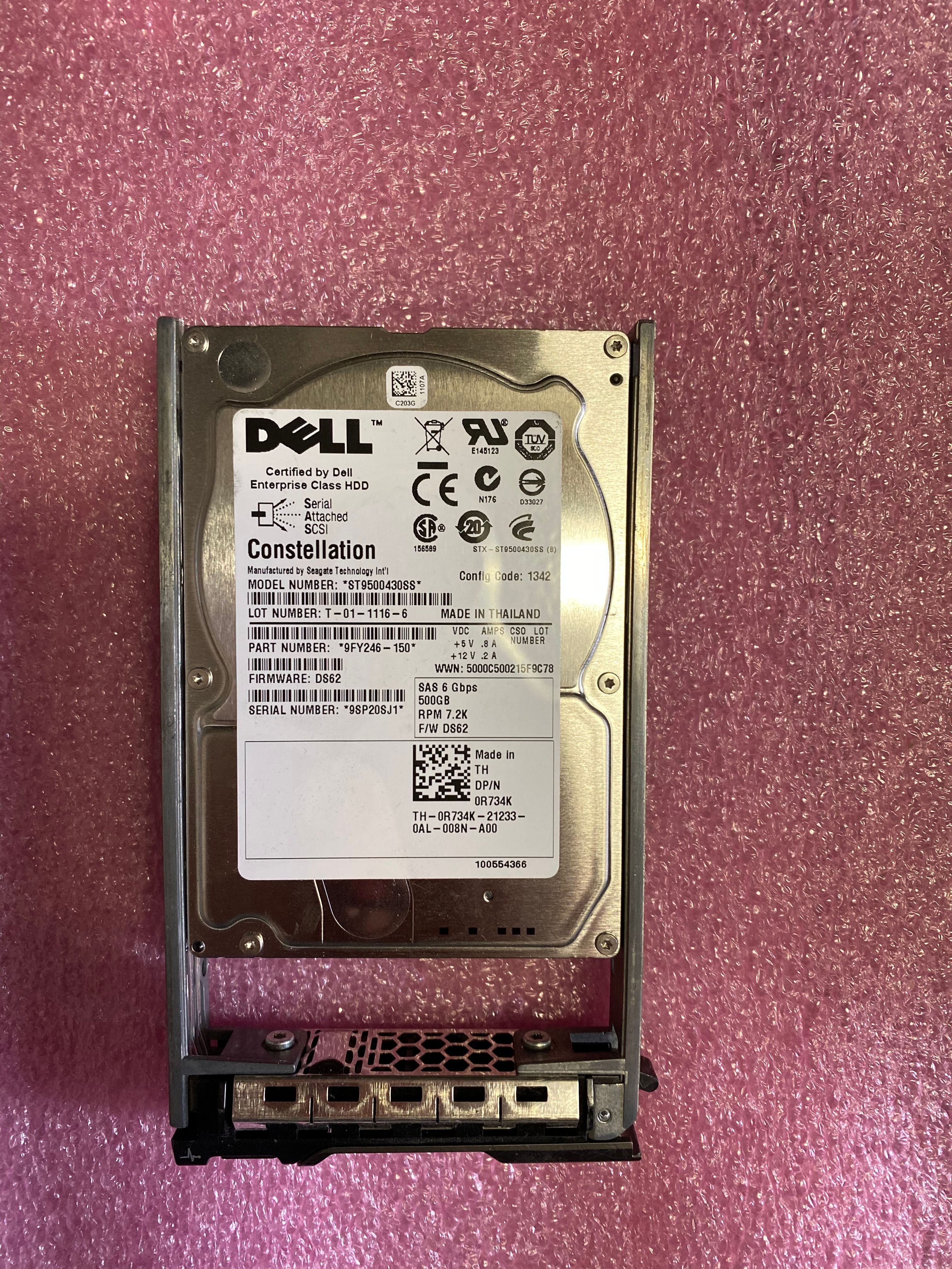 9FY246 DELL ENTERPRISE 7200 500GB 7200RPM SAS 6Gbps 16MB Cache 2.5-inch In