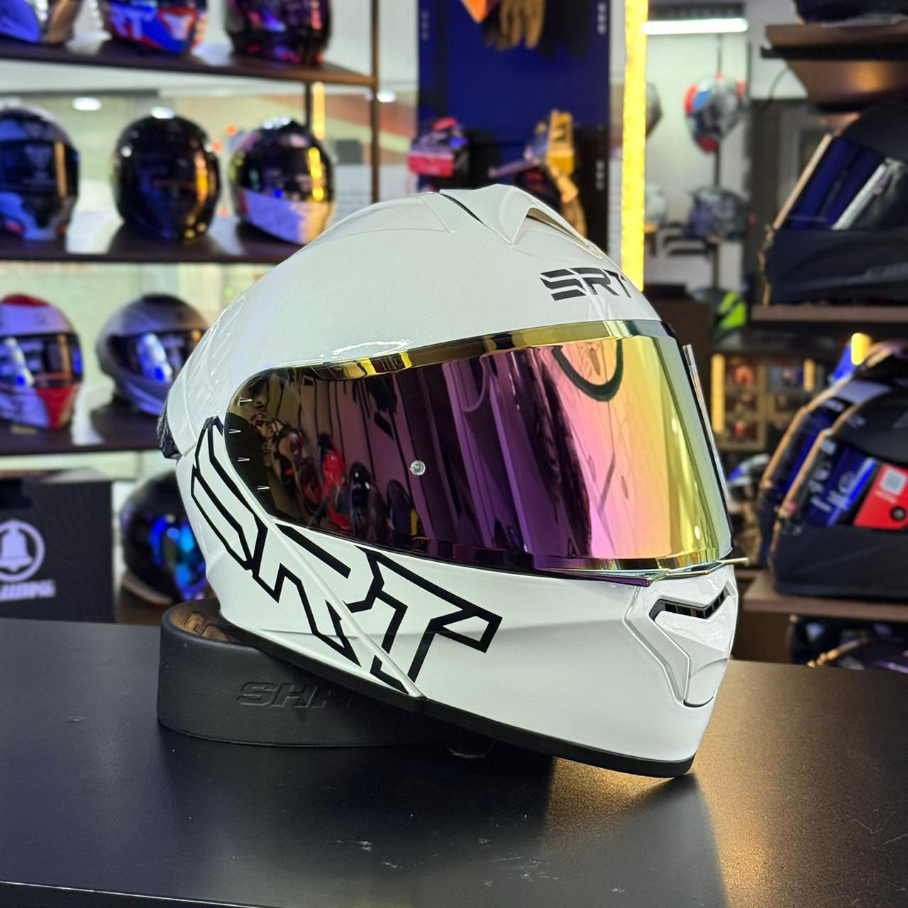 Casco Abatible SRT Blanco Visor Tornasol