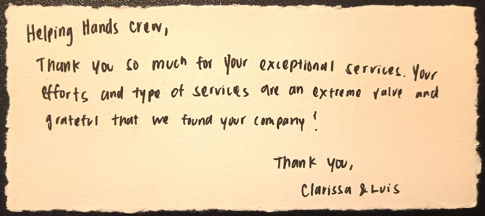 Thank you note from a satisfied customer.