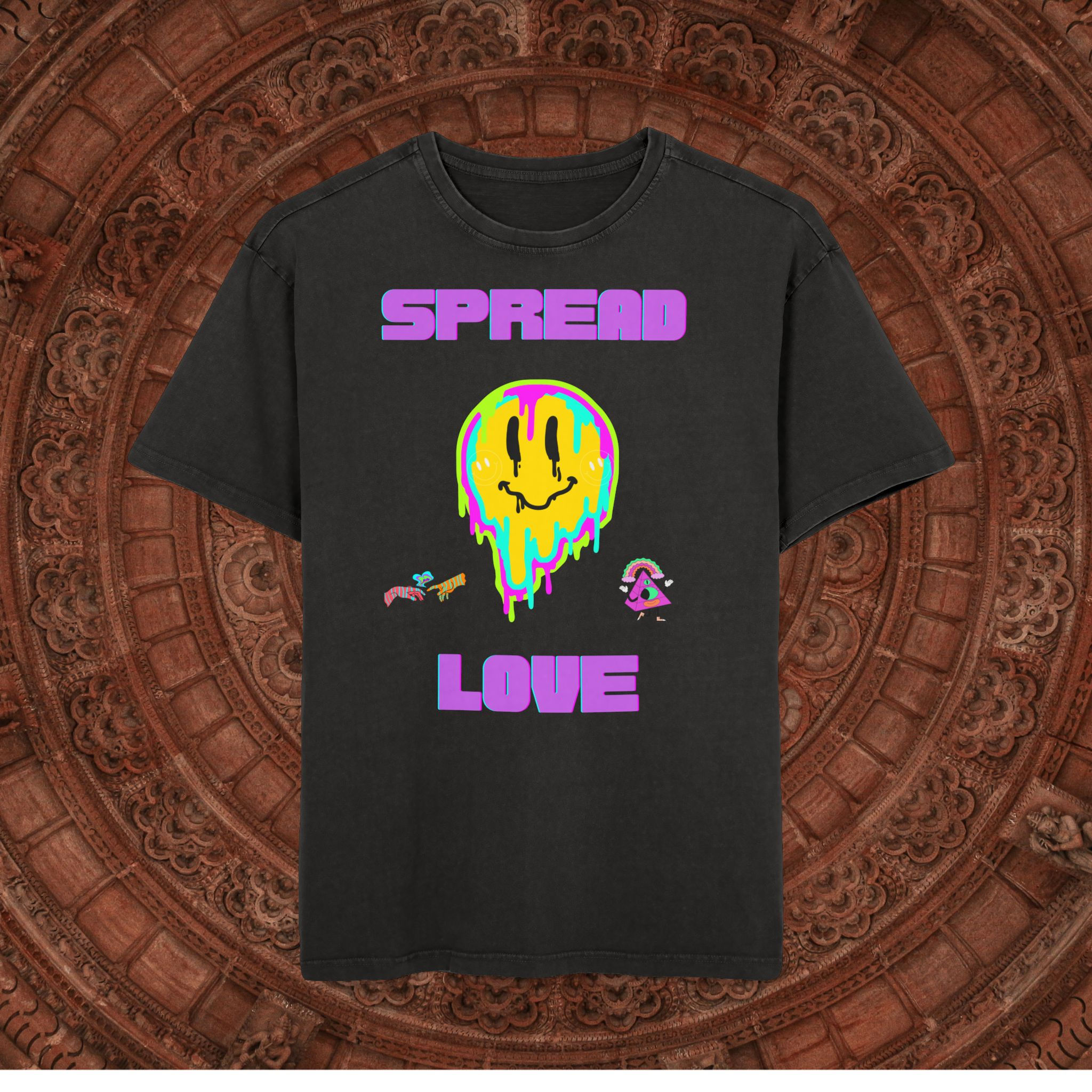 Acid Washed Oversize Tee - 'Spread Love' Graphic Shirt