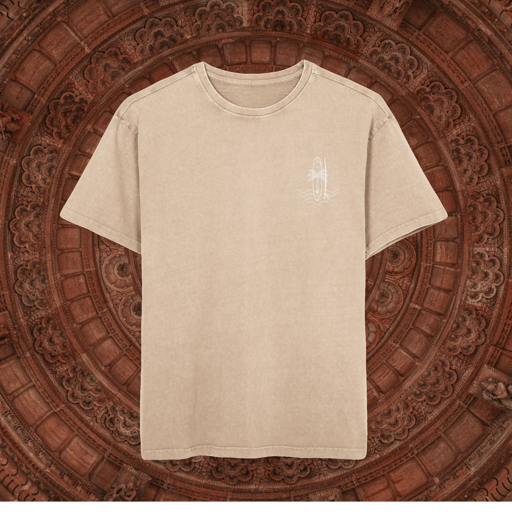 Men's Acid Washed Oversize Tee - Tropical Vibes Graphic T-Shirt