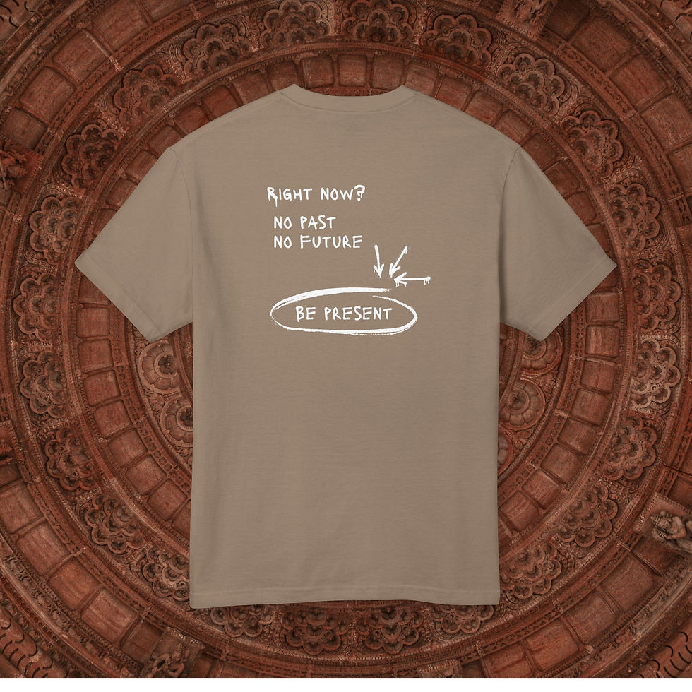 BE PRESENT Unisex Garment-Dyed Heavyweight Cotton Tee