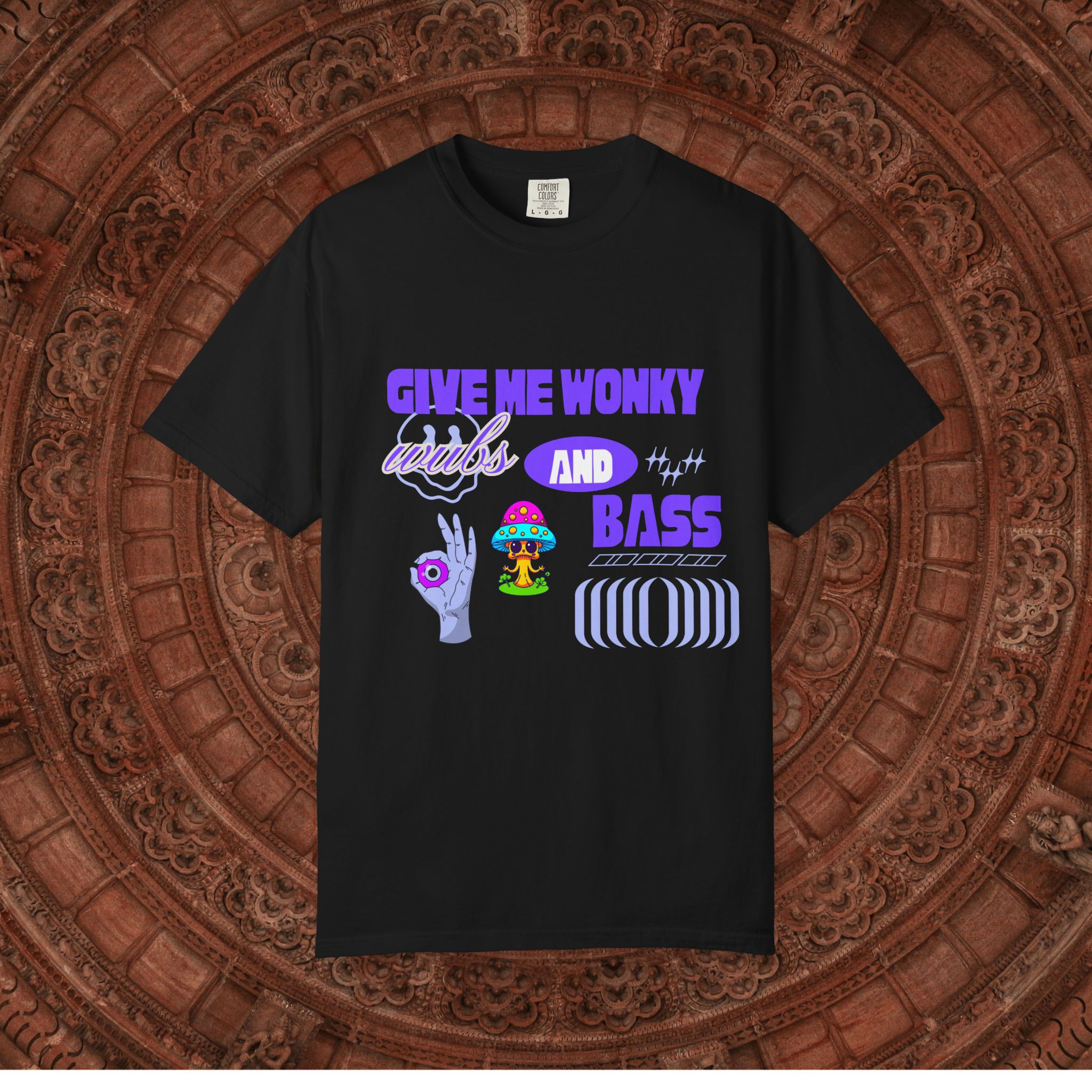 Wonky Vibes Garment-Dyed T-Shirt - Funky Graphic Tee for Music Lovers