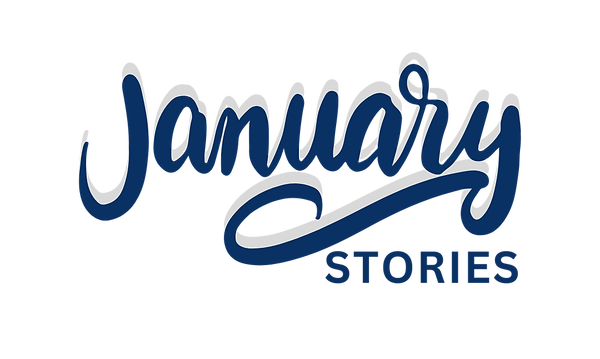 Blue & White Simple Hello january Your Story