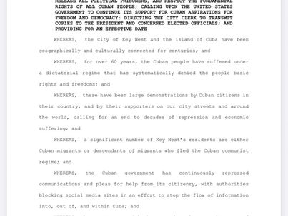 Cuba Resolution Passed at the Key West City Commission Meeting