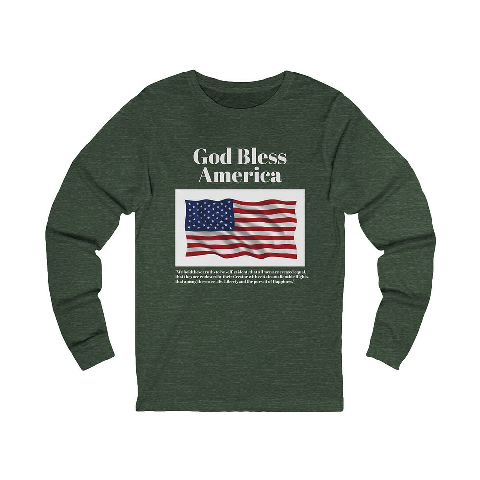 Thumbnail: God Bless America Long Sleeve Tee (White Letters)