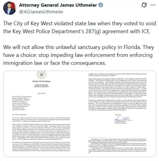 ag uthmeir letter to key wes city commission