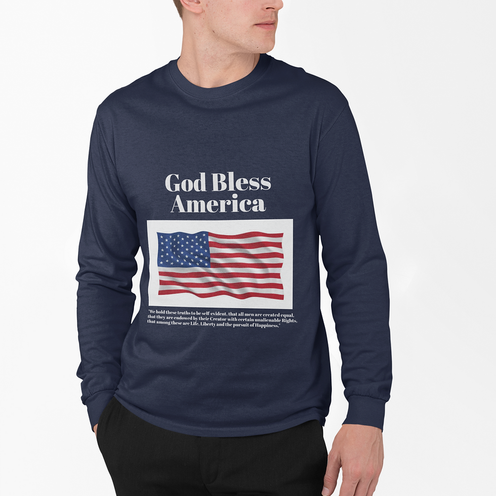 Thumbnail: God Bless America Long Sleeve Tee (White Letters)