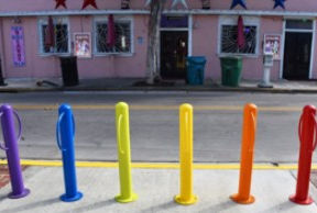 rainbow bike racks