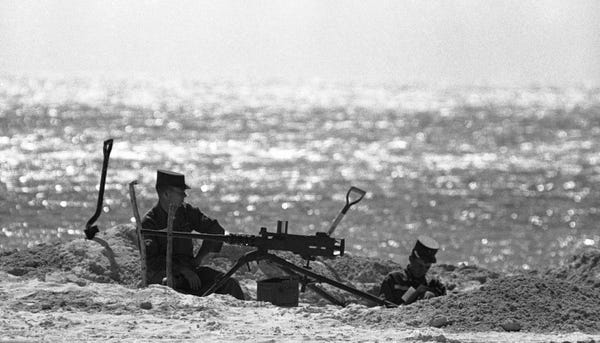 Soldier at Smathers Beach, Key West, 1962