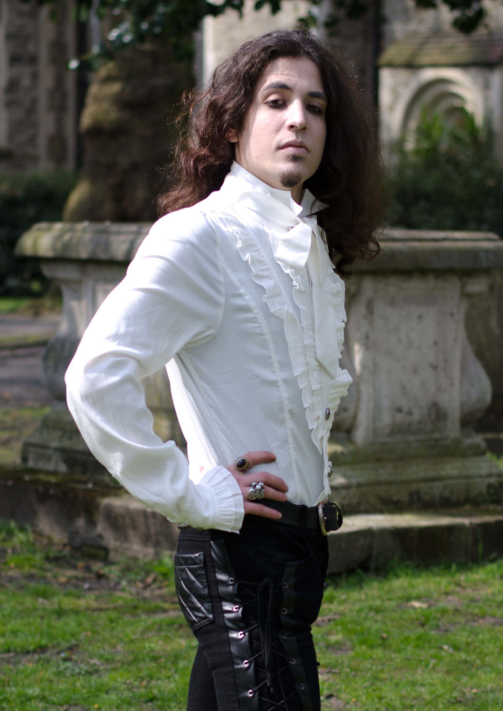 Thumbnail: Tiered Pleated Collar Gothic Men's Shirt