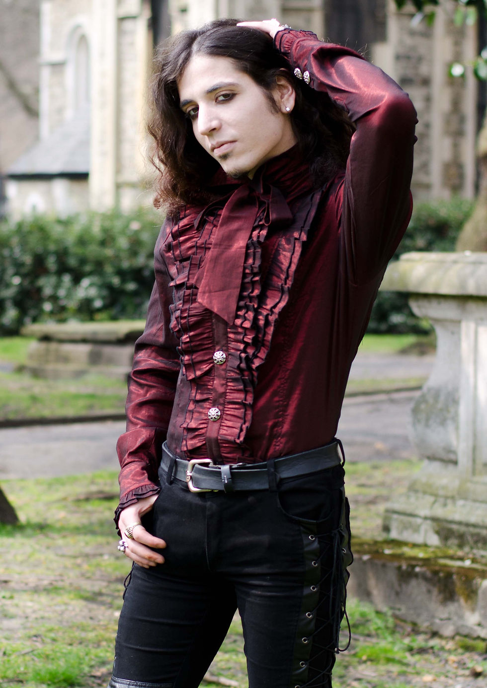 Thumbnail: Tiered Pleated Collar Gothic Men's Shirt