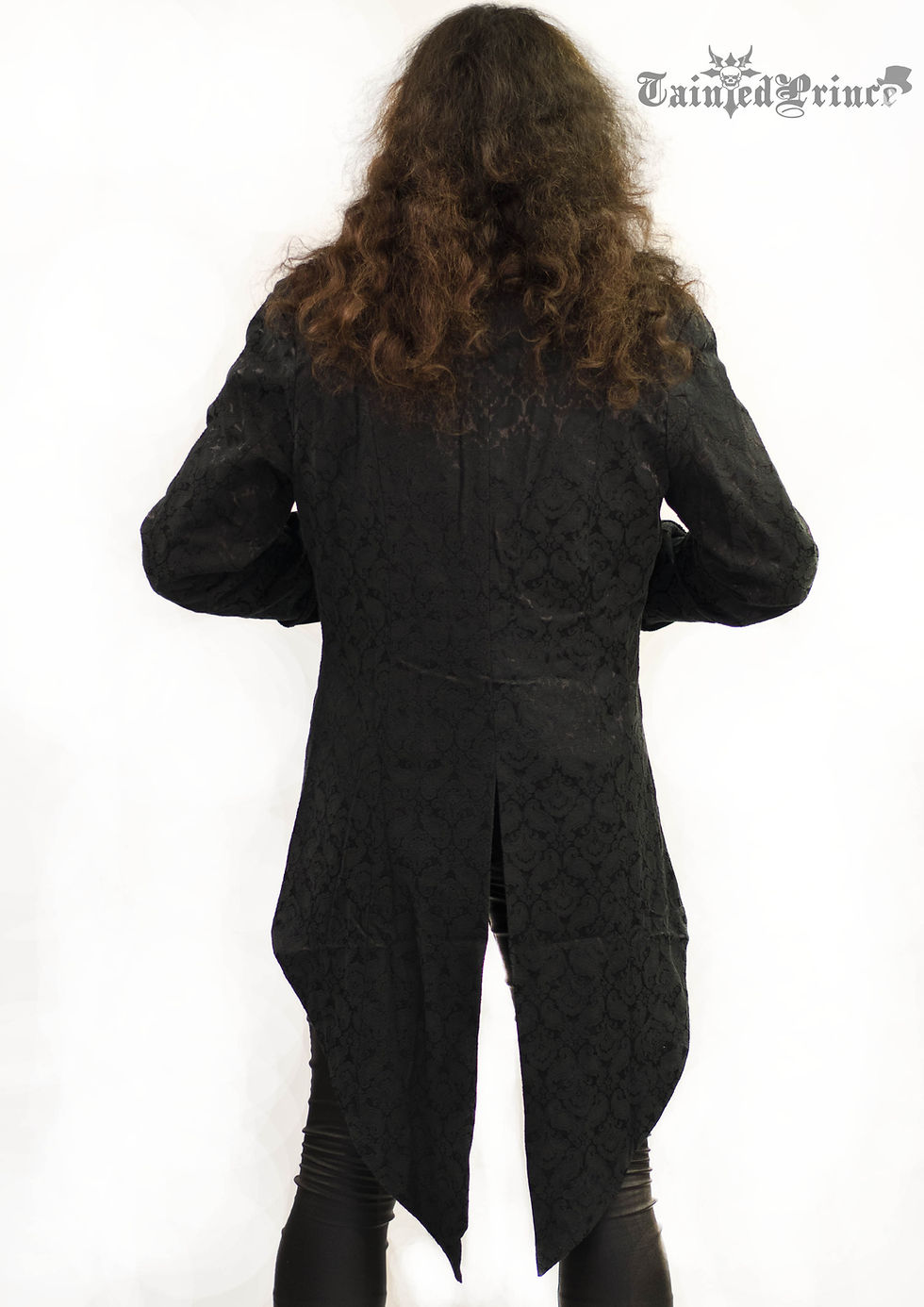 Thumbnail: Black Brocade Gothic Dovetail Coat